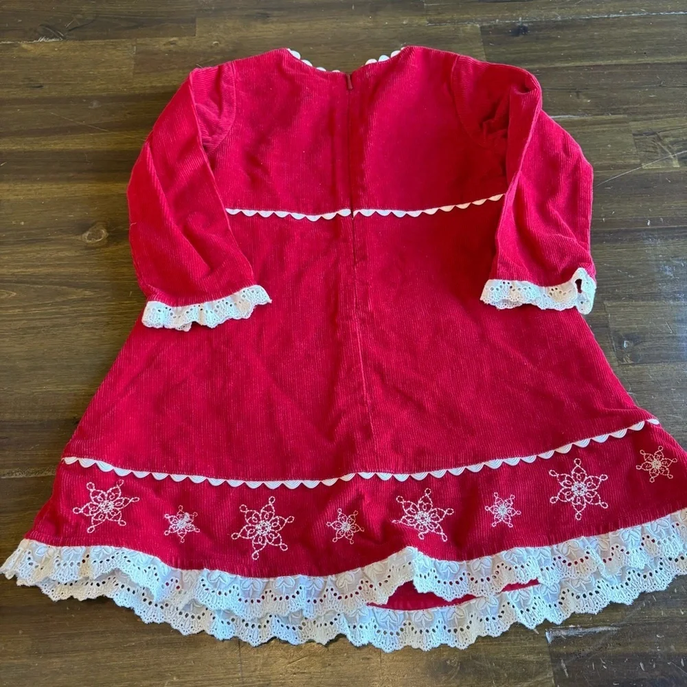 Hanna Andersson Holiday Winter Dress Red Christmas Lace Embroidery 18-24M 80